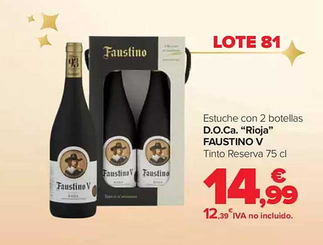 Estuche con 2 botellas D.O.Ca. "Rioja" FAUSTINO V Tinto Reserva 75 cl