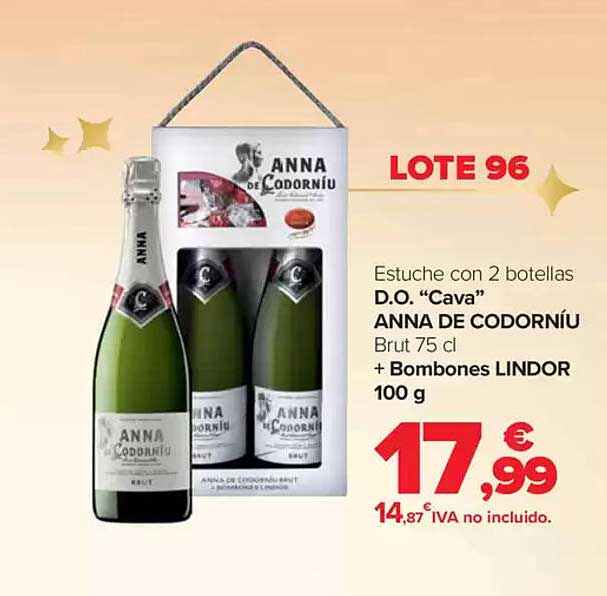 LOTE 96 ANNA DE CODORNÍU Brut 75 cl + Bombones LINDOR