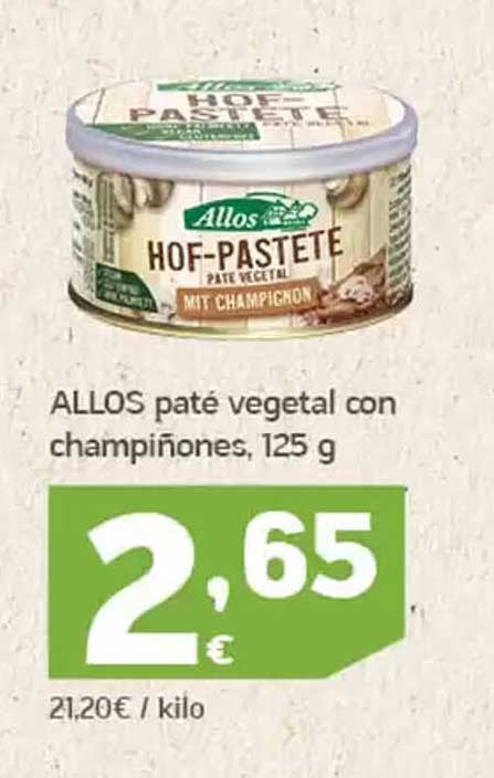 ALLOS HOF-PASTETE pâté vegetal con champiñones