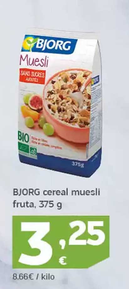 BJORG cereal muesli fruta, 375 g