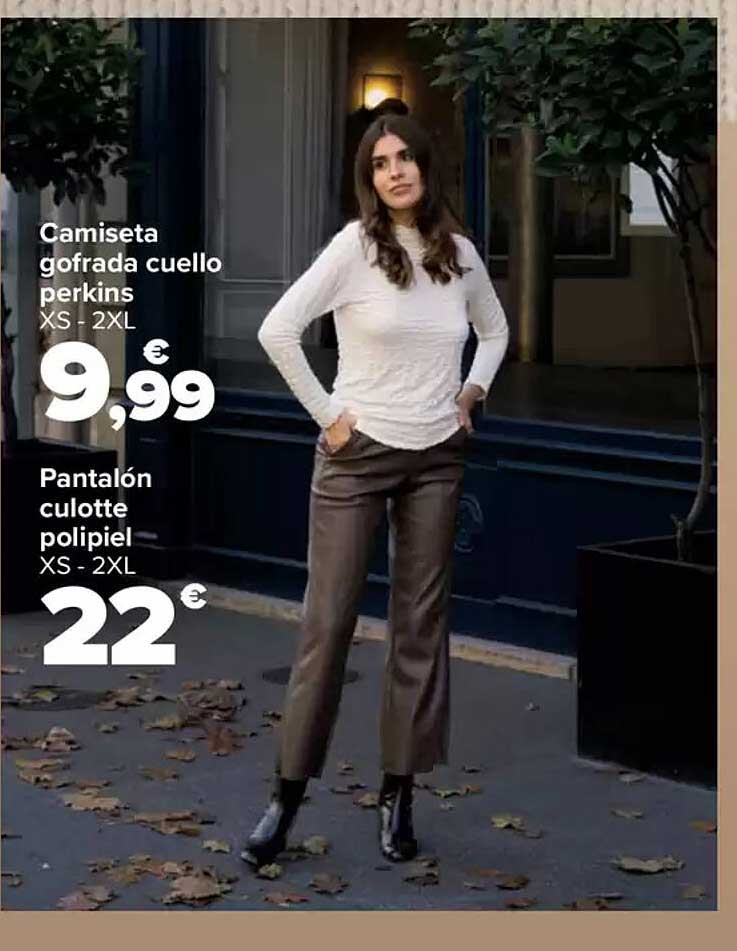 Camiseta gofrada cuero perkins  
Pantalón culotte polipiel