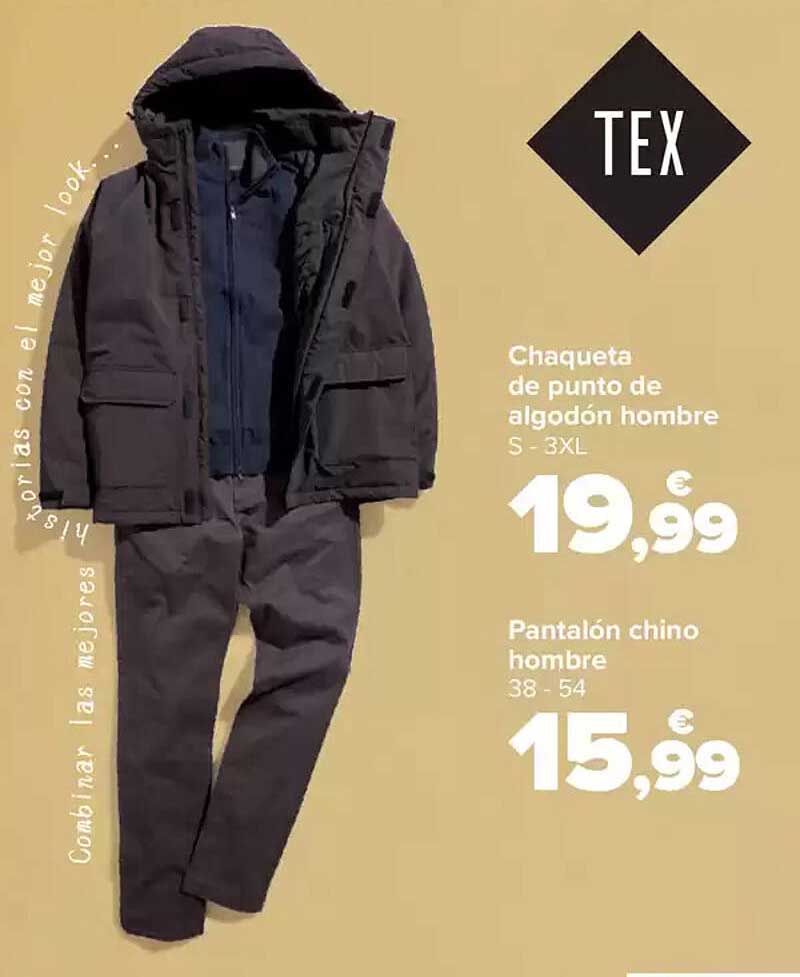 Chaqueta de punto de algodón hombre  
Pantalón chino hombre  