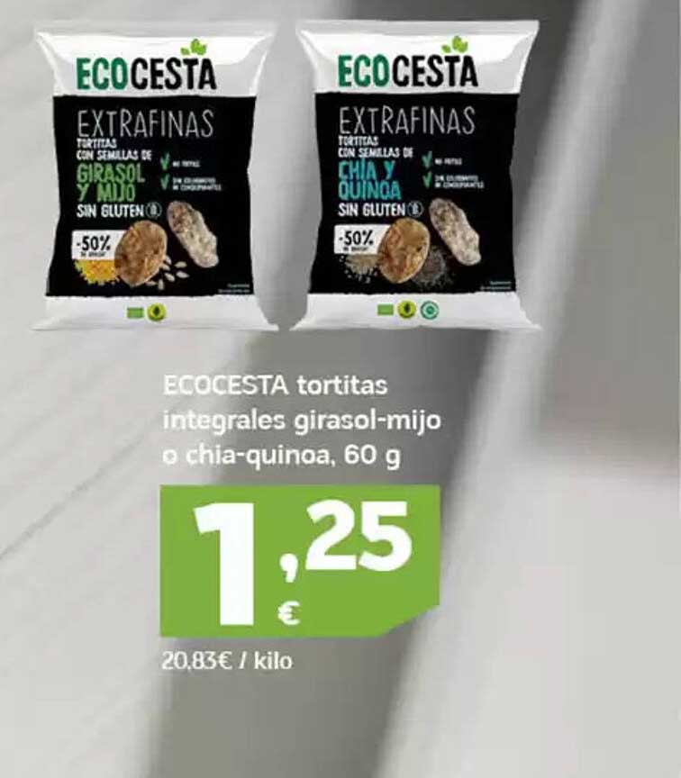 ECOCESTA tortitas integrales girasol-mijo o chia-quinoa