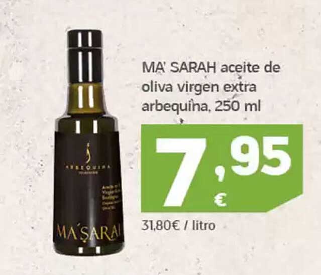 MA' SARAH aceite de oliva virgen extra arbequina, 250 ml