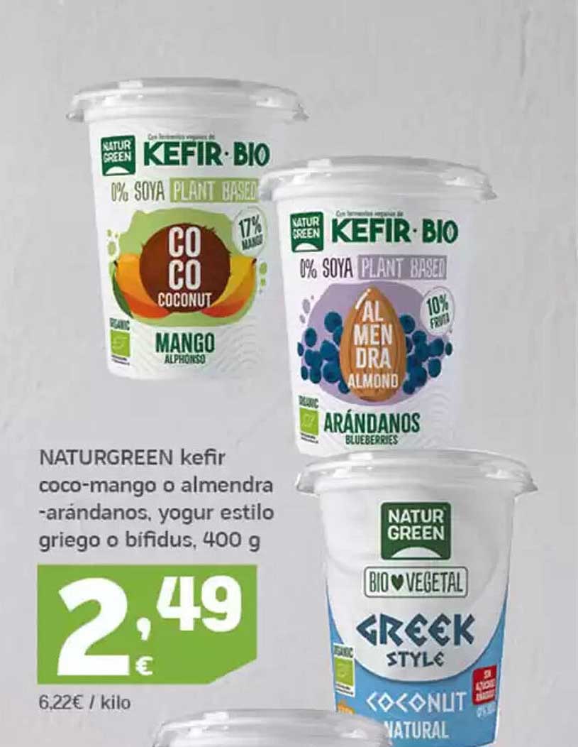 NATURGREEN kefir coco-mango o almendra-arándanos