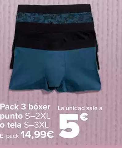 Pack 3 bóxer punto S-2XL o tela S-3XL