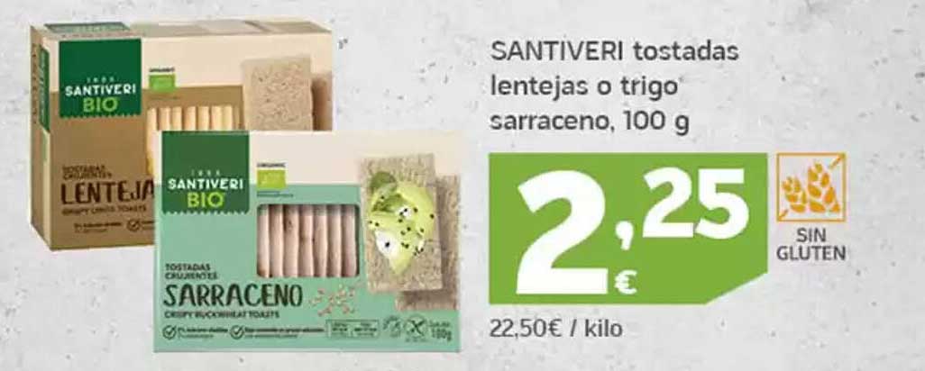 SANTIVERI tostadas lentejas o trigo sarraceno, 100 g