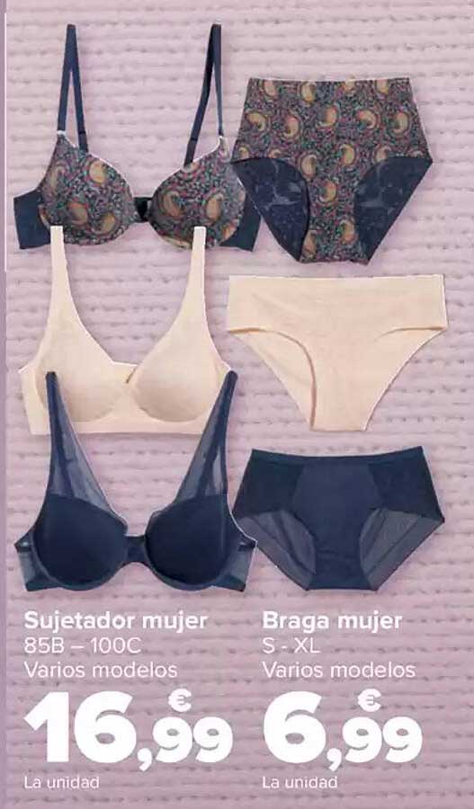 Sujetador mujer 85B - 100C  
Braga mujer S - XL