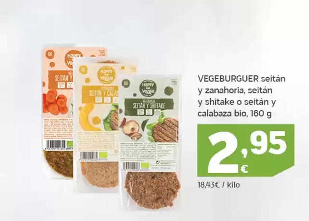 VEGEBURGUER seitán y zanahoria, seitán y shitake o seitán y calabaza bio, 160 g