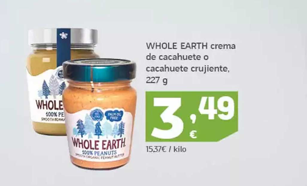 WHOLE EARTH crema de cacahuete o cacahuete crujiente