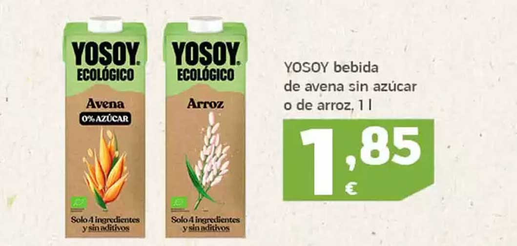 YOSOY bebida de avena sin azúcar o de arroz