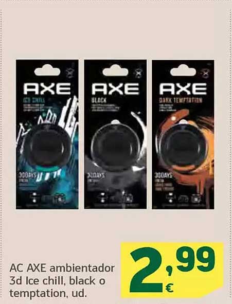 AC AXE ambientador 3d Ice chill, black o temptation, ud.