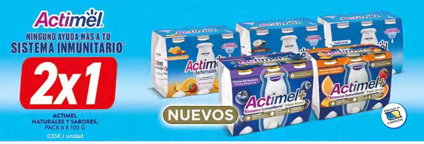 Actimel  
2x1  
Actimel Naturales y Sabores  
Pack 6 x 100 g  
NUEVOS  
Actimel+ Sistema Inmunitario Triple Acción  