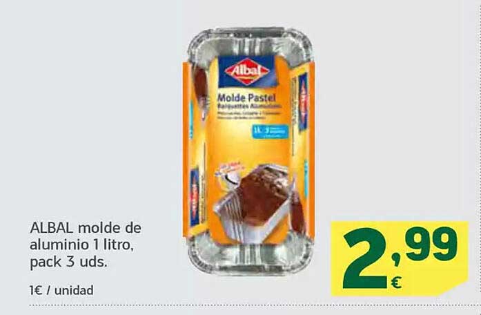 ALBAL molde de aluminio 1 litro, pack 3 uds.