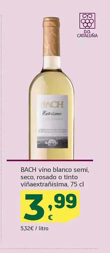 BACH vino blanco semi, seco, rosado o tinto viñaextrañísima, 75 cl