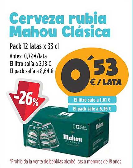 Cerveza rubia Mahou Clásica