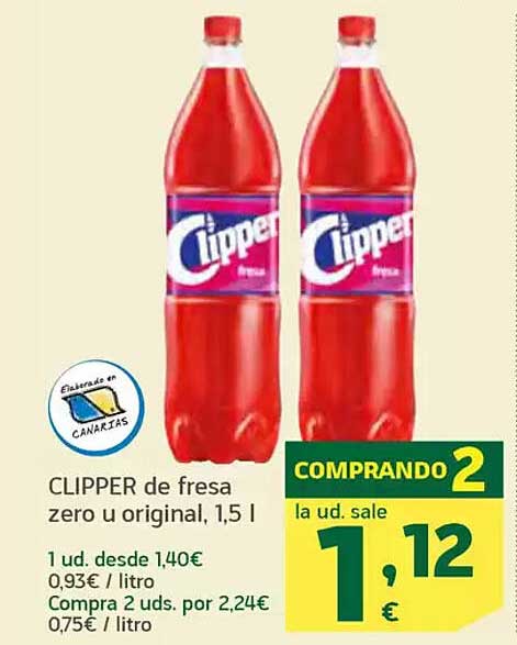 CLIPPER de fresa zero u original, 1,5 l