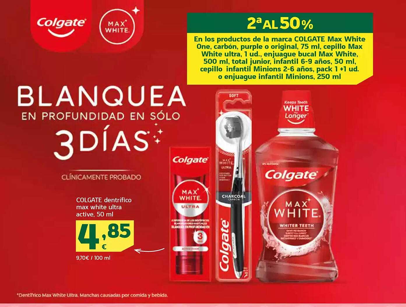 COLGATE dentífrico max white ultra active, 50 ml