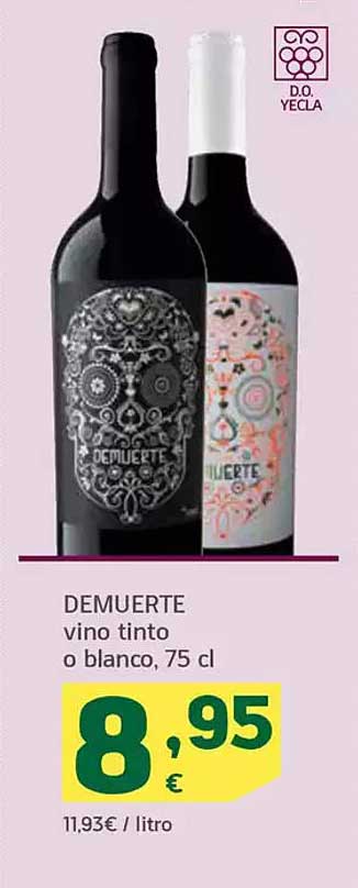 DEMUERTE vino tinto o blanco, 75 cl