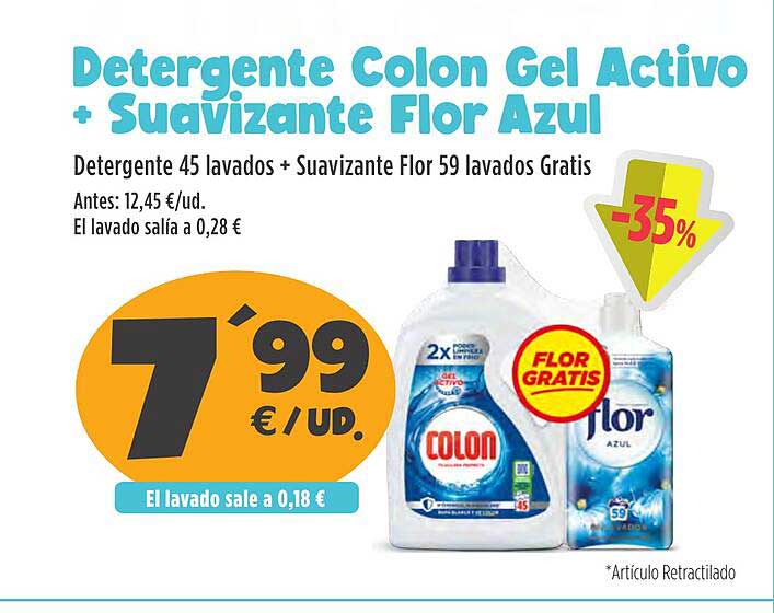 Detergente Colon Gel Activo + Suavizante Flor Azul