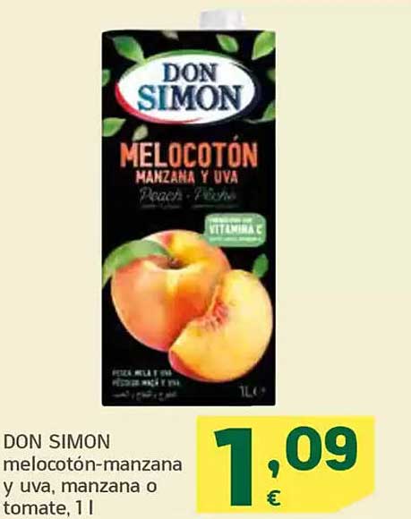 DON SIMON melocotón-manzana y uva, manzana o tomate, 1 l