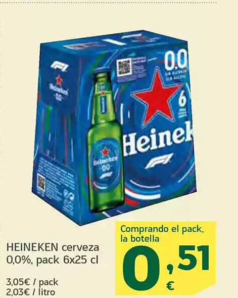 HEINEKEN cerveza 0,0%, pack 6x25 cl