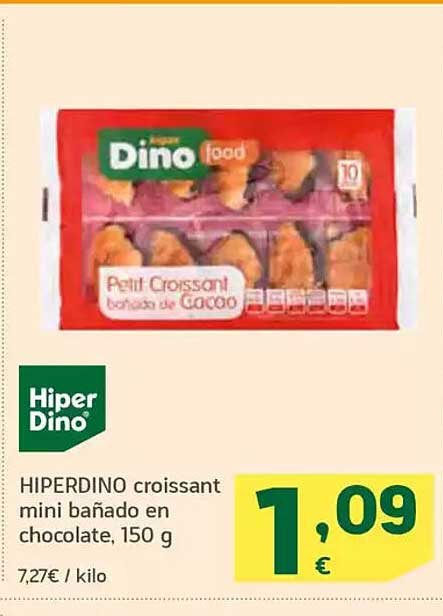 HIPERDINO croissant mini bañado en chocolate