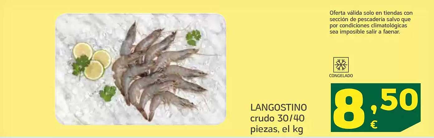 LANGOSTINO crudo 30/40 piezas, el kg