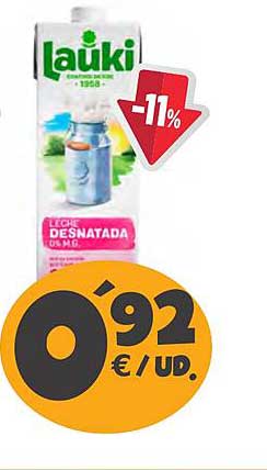 Leche desnatada 0% M.G.