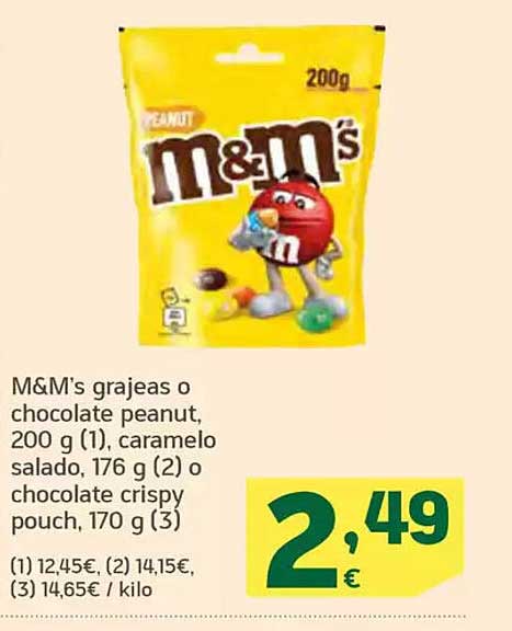 M&M's grajeas o chocolate peanut