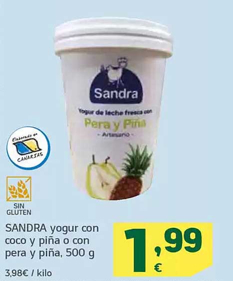 SANDRA yogur con pera y piña