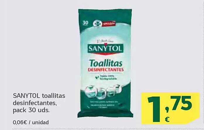 SANYTOL toallitas desinfectantes, pack 30 uds.