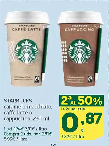 STARBUCKS caramelo macchiato, caffè latte o cappuccino