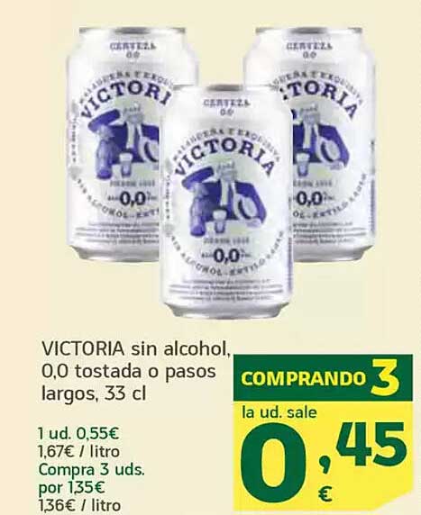 VICTORIA sin alcohol, 0,0 tostada o pasos largos, 33 cl