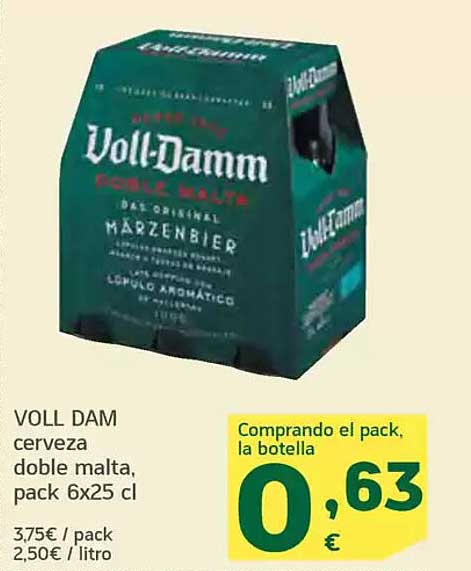 VOLL DAM cerveza doble malta, pack 6x25 cl