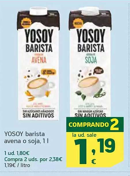 YOSOY barista avena o soja, 1 l