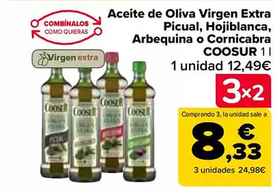 Aceite de Oliva Virgen Extra Picual, Hojiblanca, Arbequina o Cornicabra COOSUR 1l