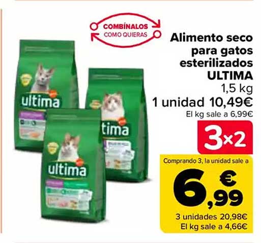 Alimento seco para gatos esterilizados ULTIMA