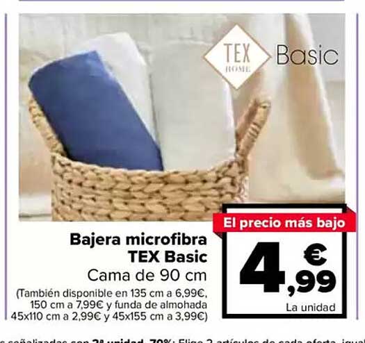 Bajera microfibra TEX Basic Cama de 90 cm