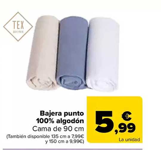 Bajera punto 100% algodón Cama de 90 cm