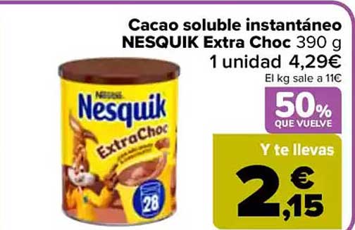 Cacao soluble instantáneo NESQUIK Extra Choc