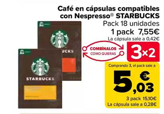 Café en cápsulas compatibles con Nespresso® STARBUCKS