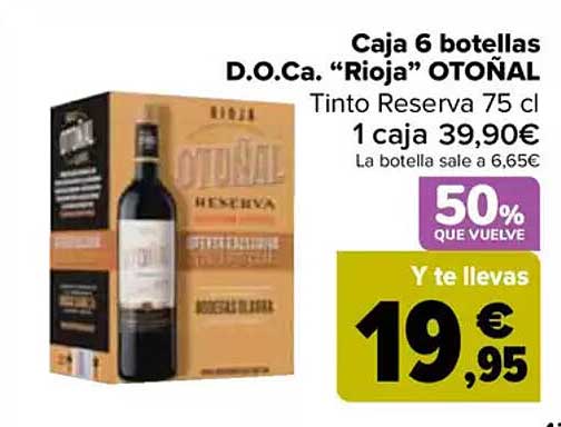 Caja 6 botellas D.O.Ca. "Rioja" OTONAL Tinto Reserva 75 cl