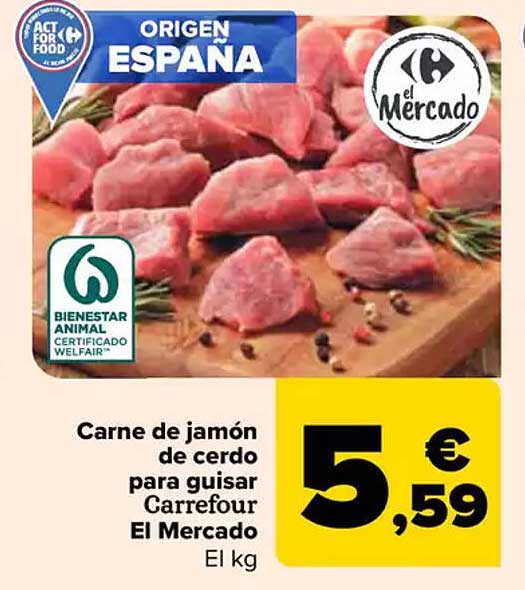 Carne de jamón de cerdo para guisar