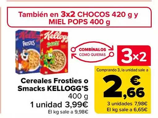 Cereales Frosties o Smacks KELLOGG’S 400 g