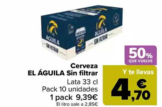 Cerveza EL ÁGUILA Sin filtrar