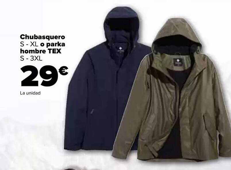 Chubasquero S - XL o parka hombre TEX S - 3XL