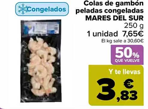 Colas de gambón peladas congeladas MARES DEL SUR