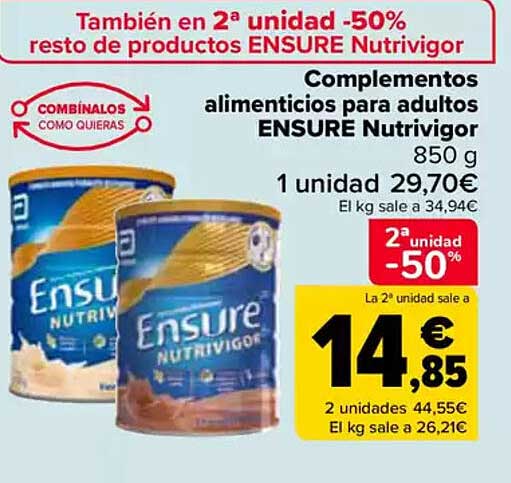 Complementos alimenticios para adultos ENSURE Nutrivigor