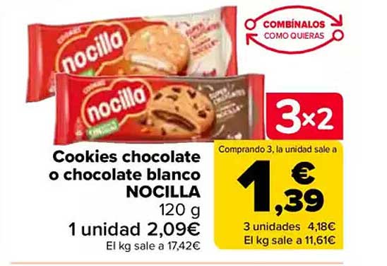 Cookies chocolate o chocolate blanco NOCILLA